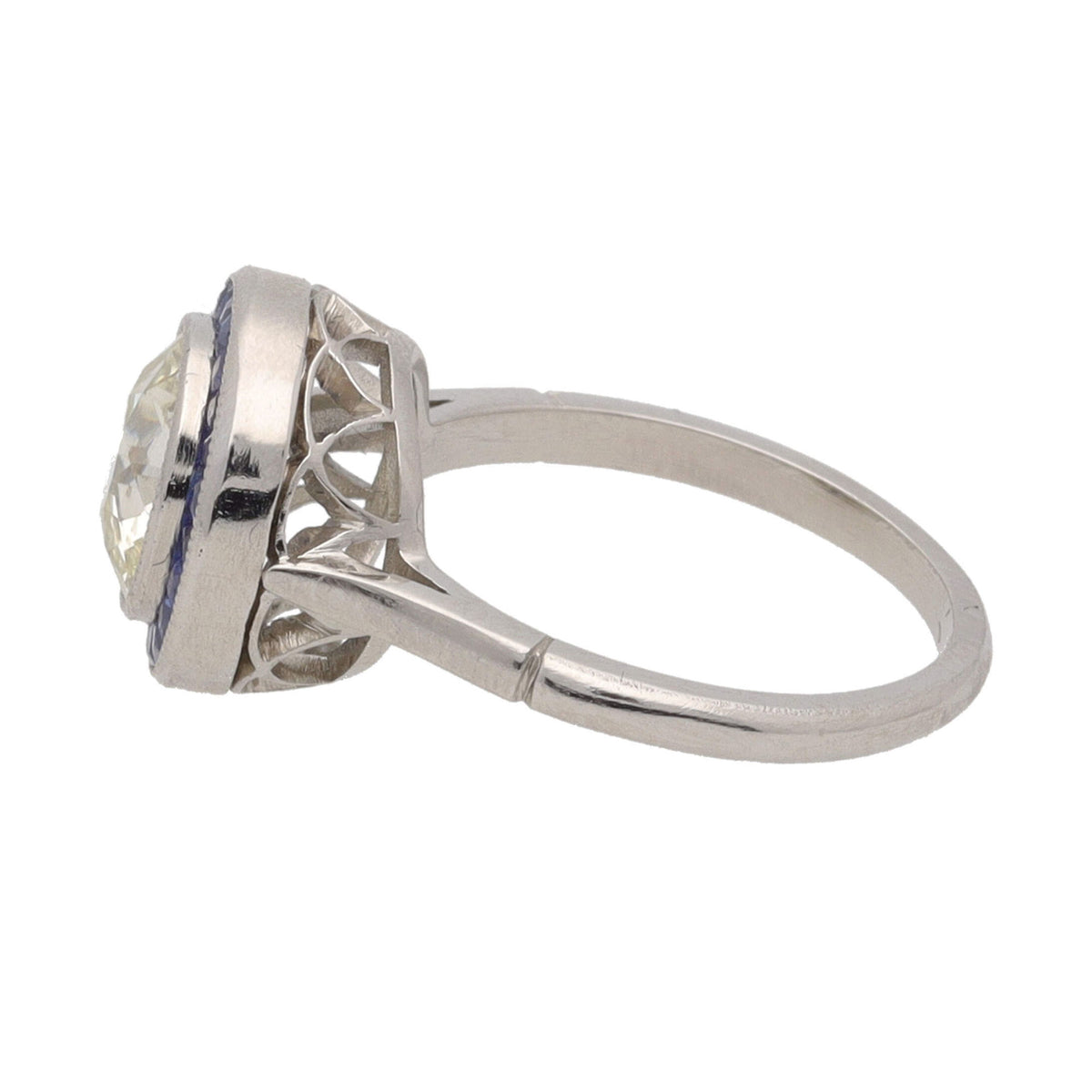 Pre-owned Diamond 2.43ct and Sapphire Platinum Ring - Michael Jones Jeweller