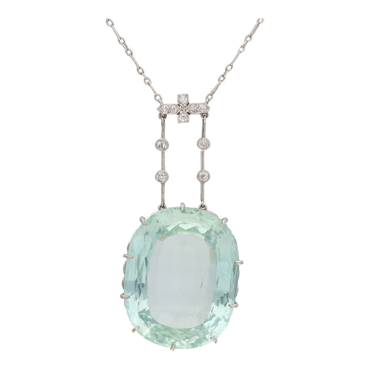 Pre-Owned Aquamarine and Diamond Pendant