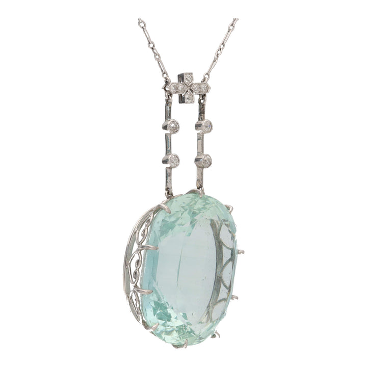 Pre-Owned Aquamarine and Diamond Pendant