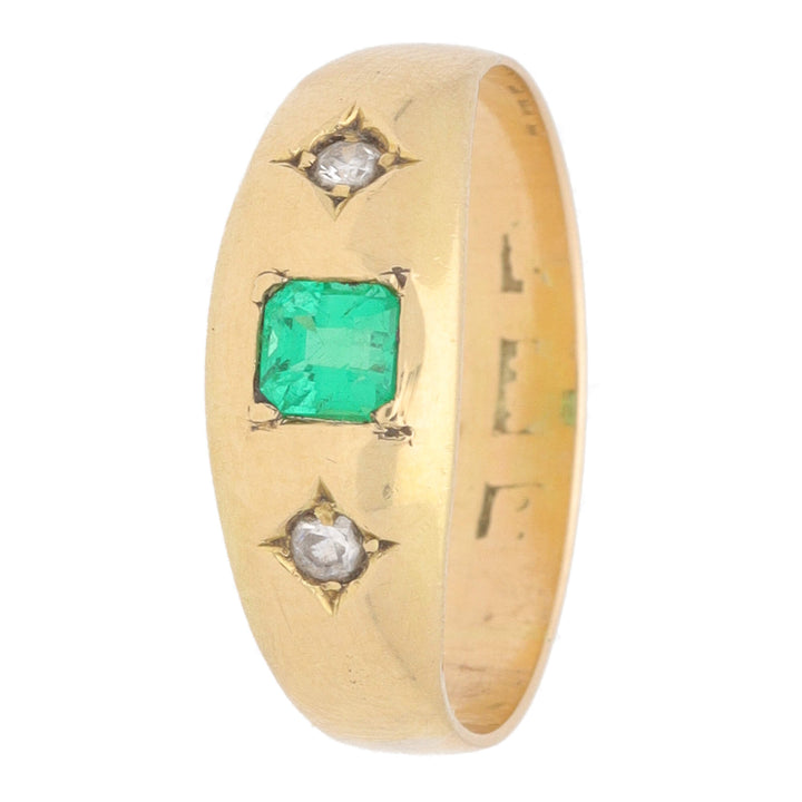 Pre-Owned Emerald and Diamond Band