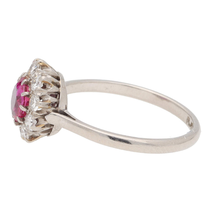 Pre-Owned Ruby and Diamond Circular Cluster Ring