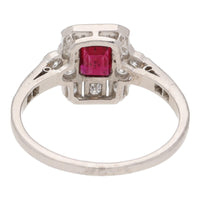 Pre-Owned Ruby and Diamond Rectangular Cluster Ring