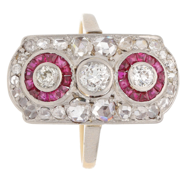 Pre-Owned Diamond and Ruby Tonneau Cluster Ring - Michael Jones Jeweller