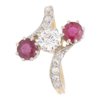 Pre-Owned Ruby and Diamond Three Stone Twist Ring - Michael Jones Jeweller