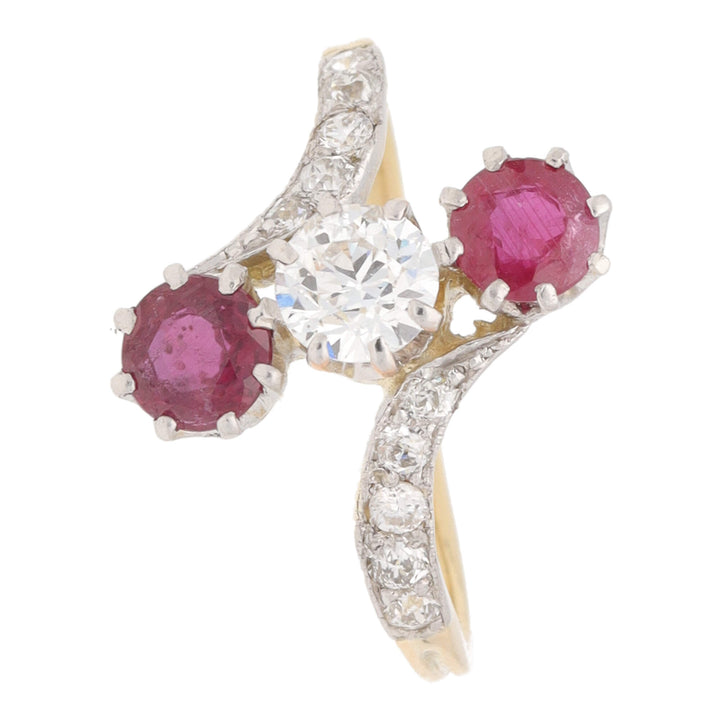 Pre-Owned Ruby and Diamond Three Stone Twist Ring