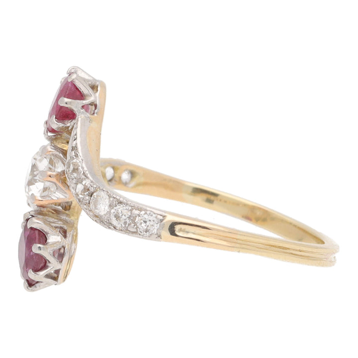 Pre-Owned Ruby and Diamond Three Stone Twist Ring