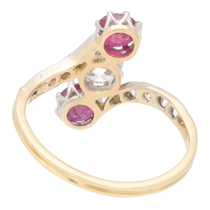 Pre-Owned Ruby and Diamond Three Stone Twist Ring