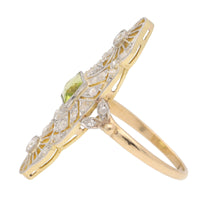 Pre-Owned Peridot and Diamond Edwardian Filigree Ring