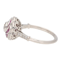 Pre-Owned Ruby and Diamond Flower Swirl Ring - Michael Jones Jeweller