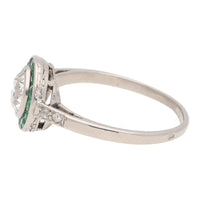 Pre-Owned Diamond and Emerald Reverse Cluster Ring