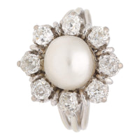 Pre-Owned Pearl and Diamond Cluster Ring - Michael Jones Jeweller