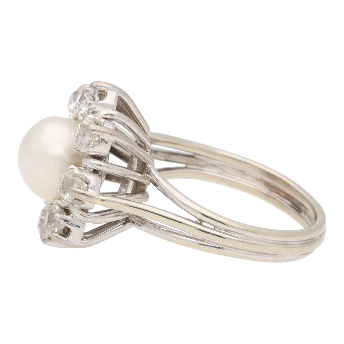 Pre-Owned Pearl and Diamond Cluster Ring - Michael Jones Jeweller