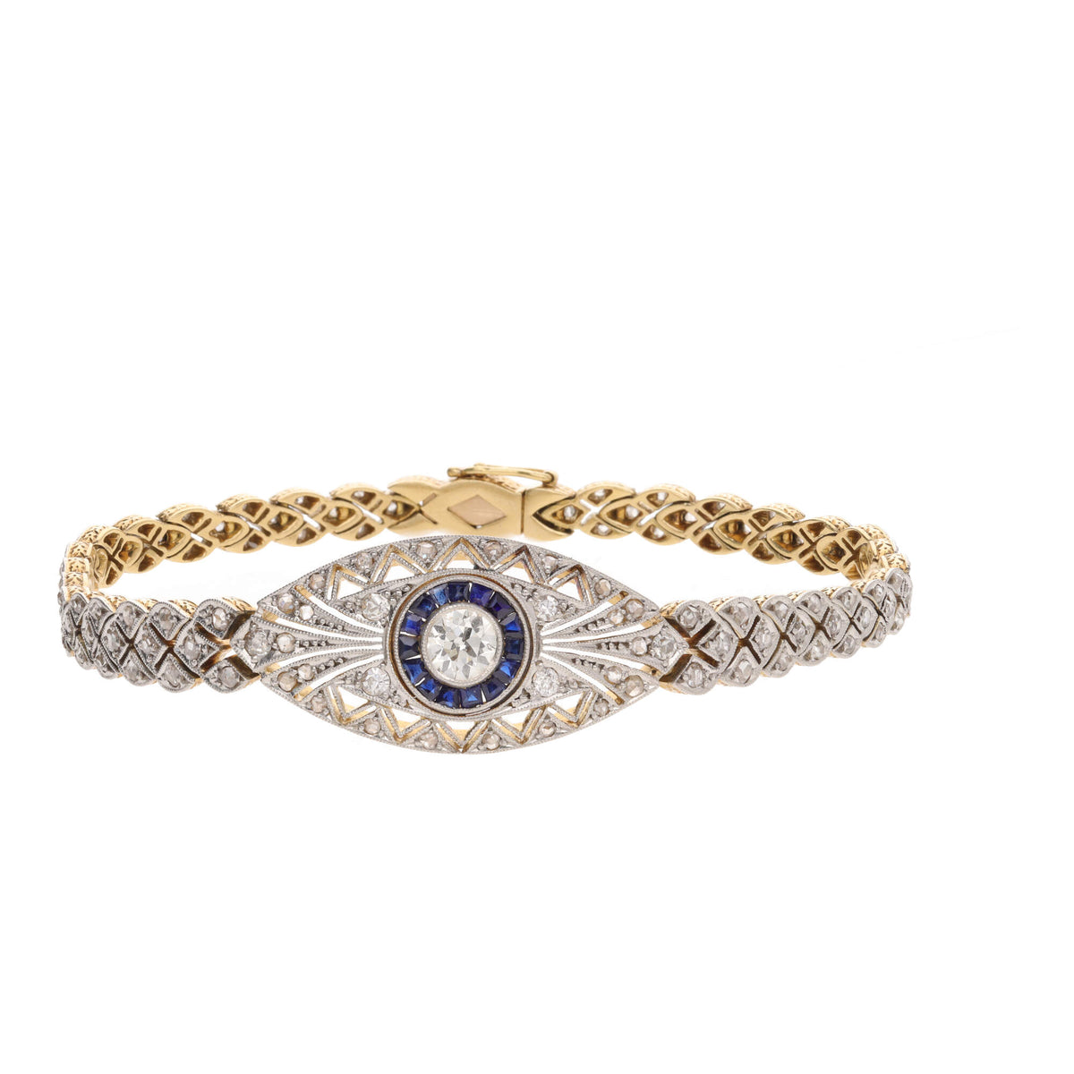 Pre-Owned Diamond and Sapphire Art Deco Style Bracelet - Michael Jones Jeweller
