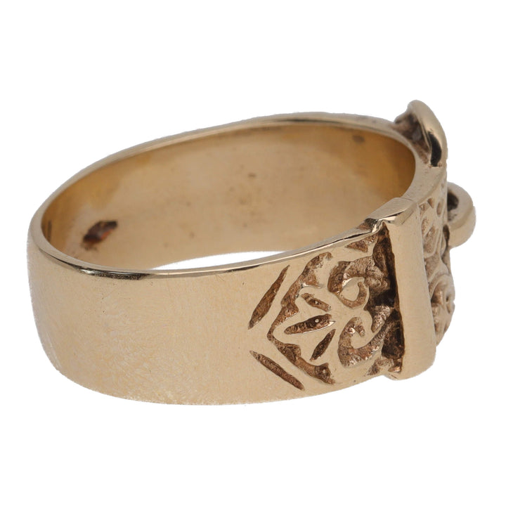 Pre-Owned Engraved Buckle Pattern 9ct Yellow Gold Ring - Michael Jones Jeweller