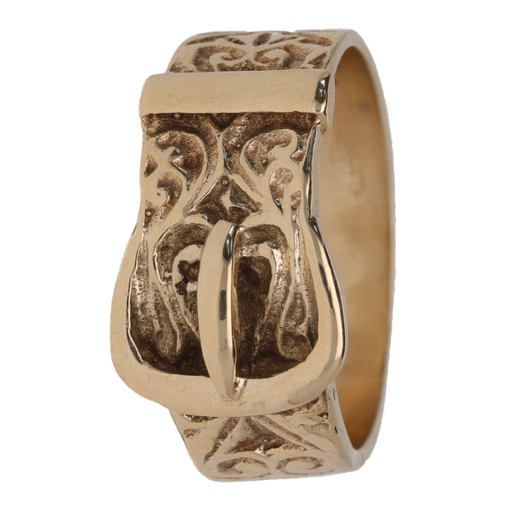 Pre-Owned Engraved Buckle Pattern 9ct Yellow Gold Ring - Michael Jones Jeweller