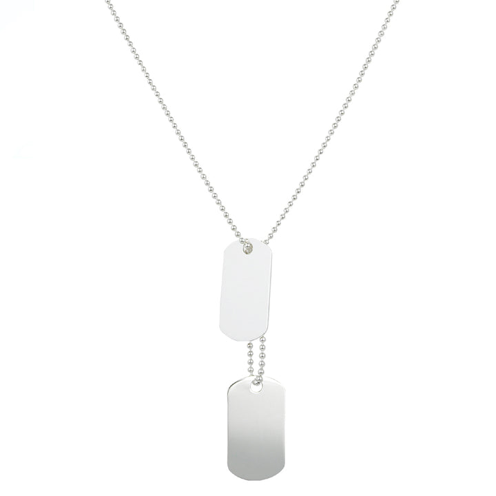 Dog Tag Silver Ball Chain Necklace
