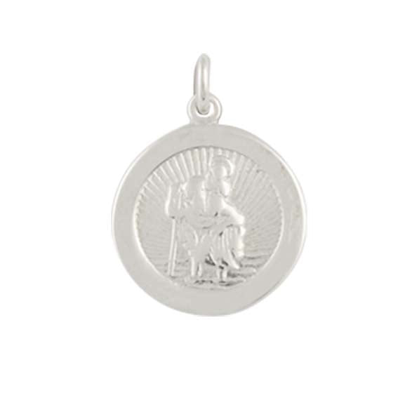 St Christopher Small Circular Silver Pendant - Michael Jones Jeweller