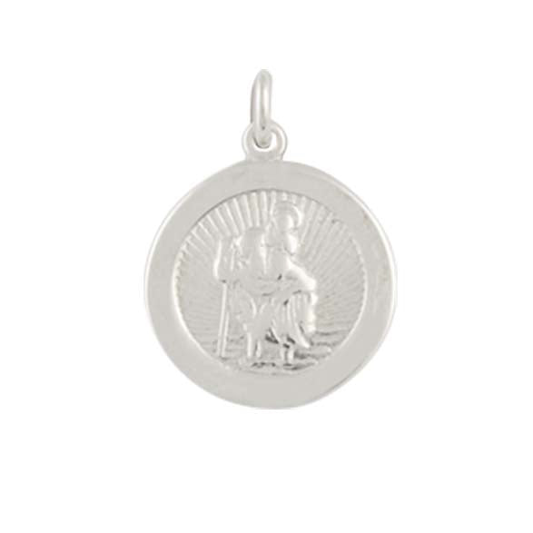 St Christopher Small Circular Silver Pendant