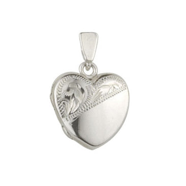 Engraved Heart Silver Locket Pendant