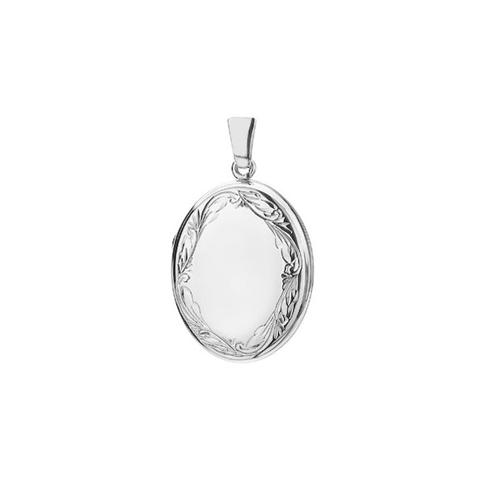 Scroll Border Silver Locket - Michael Jones Jeweller
