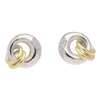 Silver and Yellow Gold Plated CZ Set Earrings