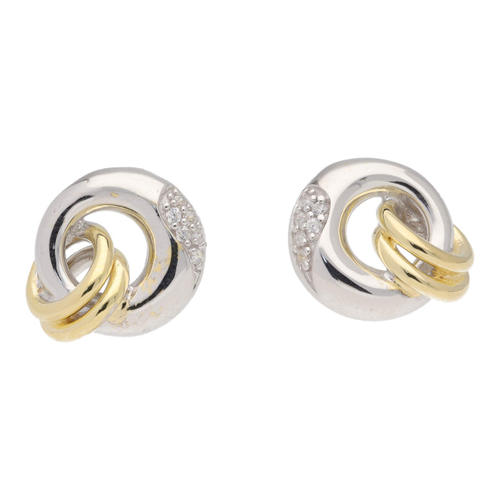 Silver and Yellow Gold Plated CZ Set Earrings