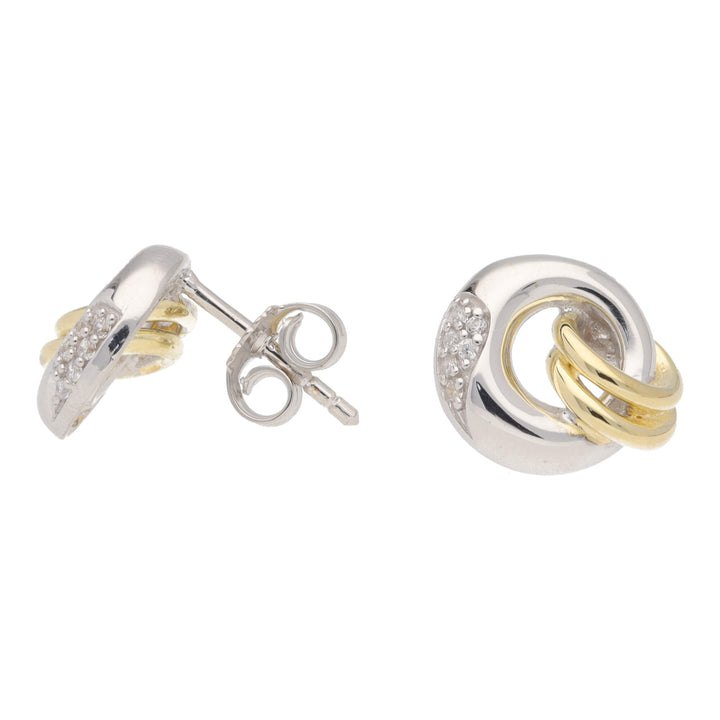 Silver and Yellow Gold Plated CZ Set Earrings