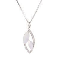 Leaf Shape Cubic Zirconia Drop Pendant - Michael Jones Jeweller
