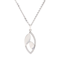 Leaf Shape Cubic Zirconia Drop Pendant - Michael Jones Jeweller