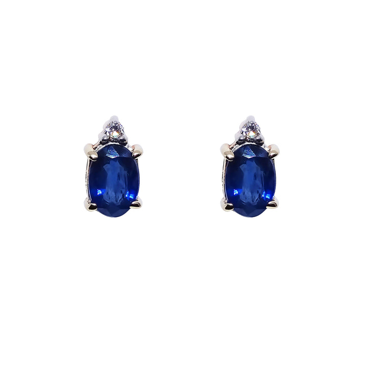 Sapphire and Diamond 9ct Yellow Gold Stud Earrings - Michael Jones Jeweller