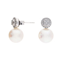 Cultured Pearl and Diamond 18ct White Gold Stud Earrings
