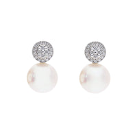 Cultured Pearl and Diamond 18ct White Gold Stud Earrings - Michael Jones Jeweller