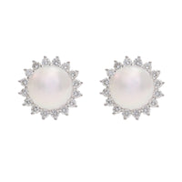 Akoya Pearl and Diamond 18ct White Gold Stud Earrings