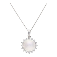 Akoya Pearl and Diamond 18ct White Gold Necklace - Michael Jones Jeweller
