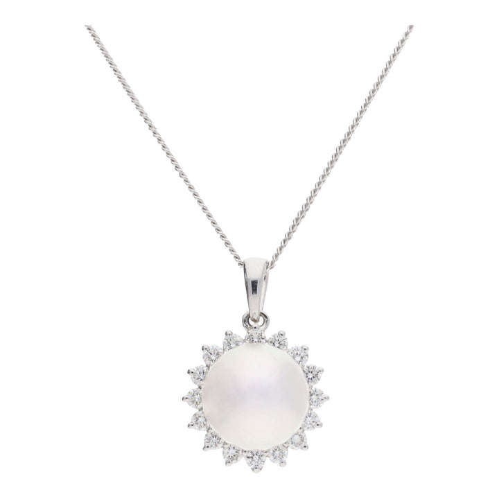 Akoya Pearl and Diamond 18ct White Gold Necklace - Michael Jones Jeweller