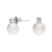 Akoya Pearl and Diamond 18ct White Gold Stud Earrings - Michael Jones Jeweller