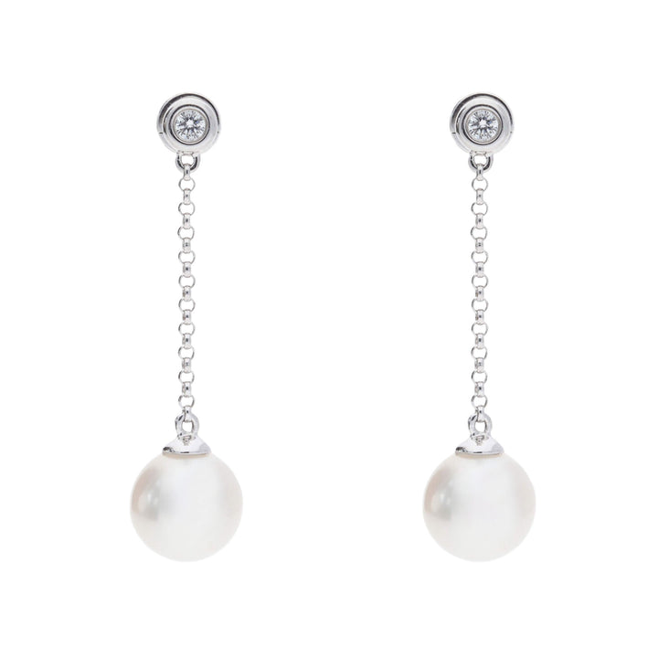 Akoya Pearl and Diamond 18ct White Gold Drop Earrings