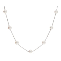 Pearl 18ct White Gold Station Necklace - Michael Jones Jeweller