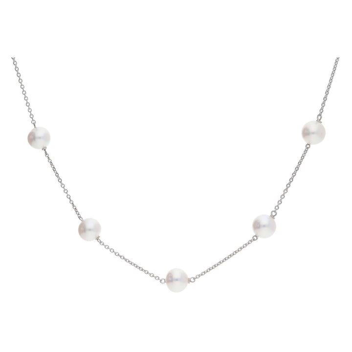 Pearl 18ct White Gold Station Necklace - Michael Jones Jeweller