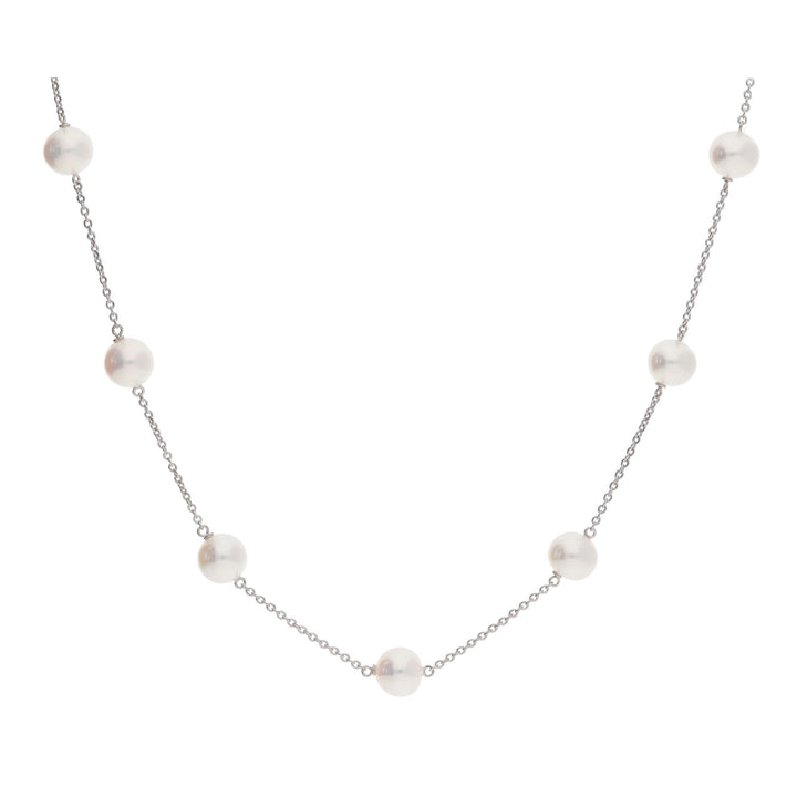 Pearl 18ct White Gold Station Necklace - Michael Jones Jeweller