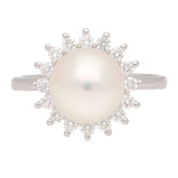 Akoya Pearl and Diamond 18ct White Gold Cluster Ring - Michael Jones Jeweller
