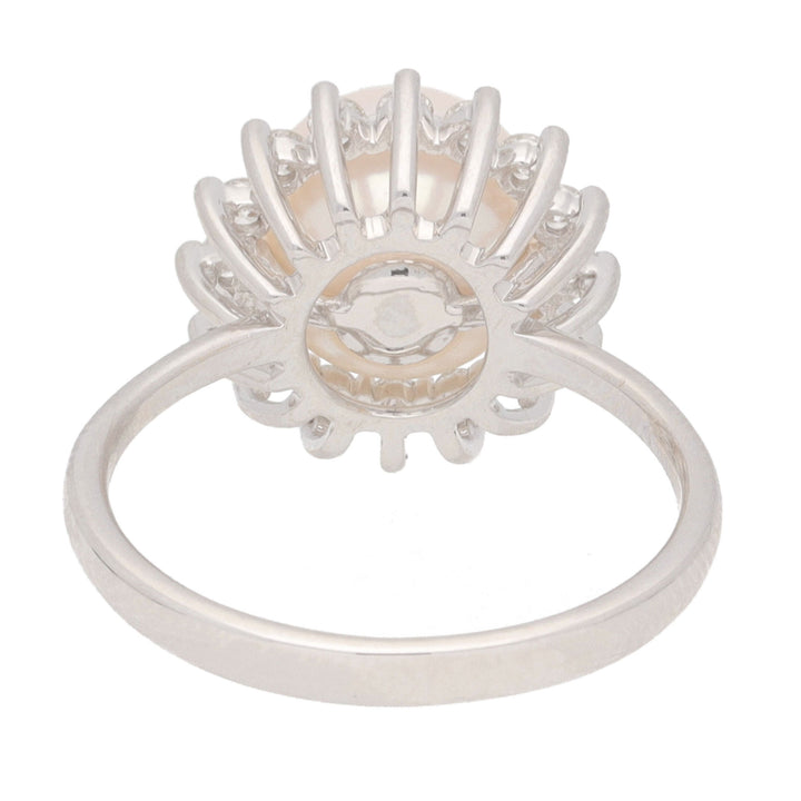 Akoya Pearl and Diamond 18ct White Gold Cluster Ring - Michael Jones Jeweller
