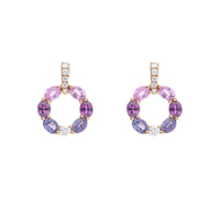 Sapphire and Diamond Circular 18ct Rose Gold Drop Earrings