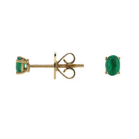 Emerald 18ct Yellow Gold Stud Earrings - Michael Jones Jeweller