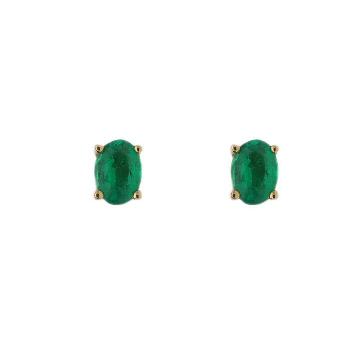 Emerald 18ct Yellow Gold Stud Earrings - Michael Jones Jeweller
