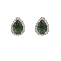 Green Tourmaline and Diamond 18ct White Gold Earrings - Michael Jones Jeweller