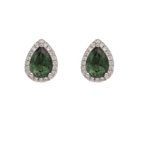 Green Tourmaline and Diamond 18ct White Gold Earrings - Michael Jones Jeweller