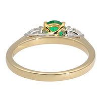 Emerald and Diamond 18ct Yellow Gold Three Stone Ring