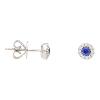 Sapphire and Diamond 18ct White Gold Cluster Earrings - Michael Jones Jeweller
