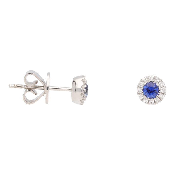 Sapphire and Diamond 18ct White Gold Cluster Earrings - Michael Jones Jeweller